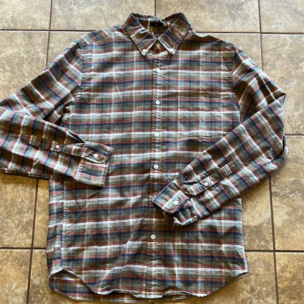 J Crew Slim Fit Plaid Button Down Oxford size medium